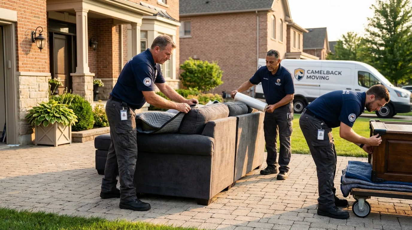 Large estate moving crew wrapping furniture in Rutherford College, NC