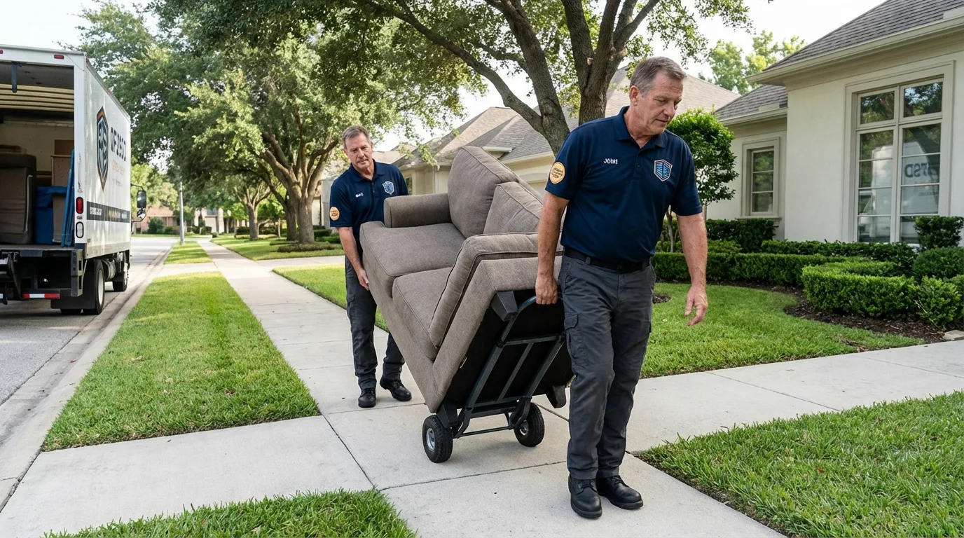 Local residential moving crew loading furniture in Rutherford College, NC